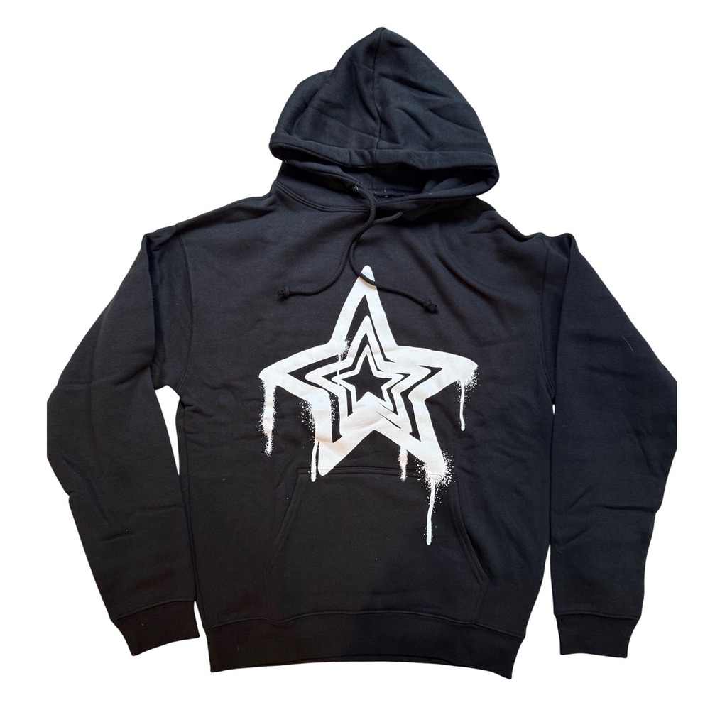 Gothic Star Hoodie RSQ Black Dripping Star Graphic Pullover Sweatshirt Medium